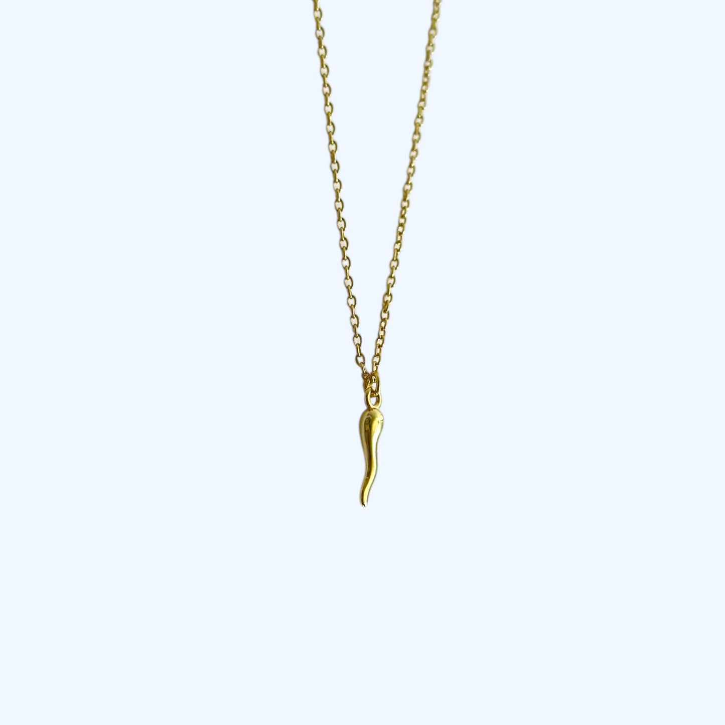 Gold Italian cornicello horn necklace