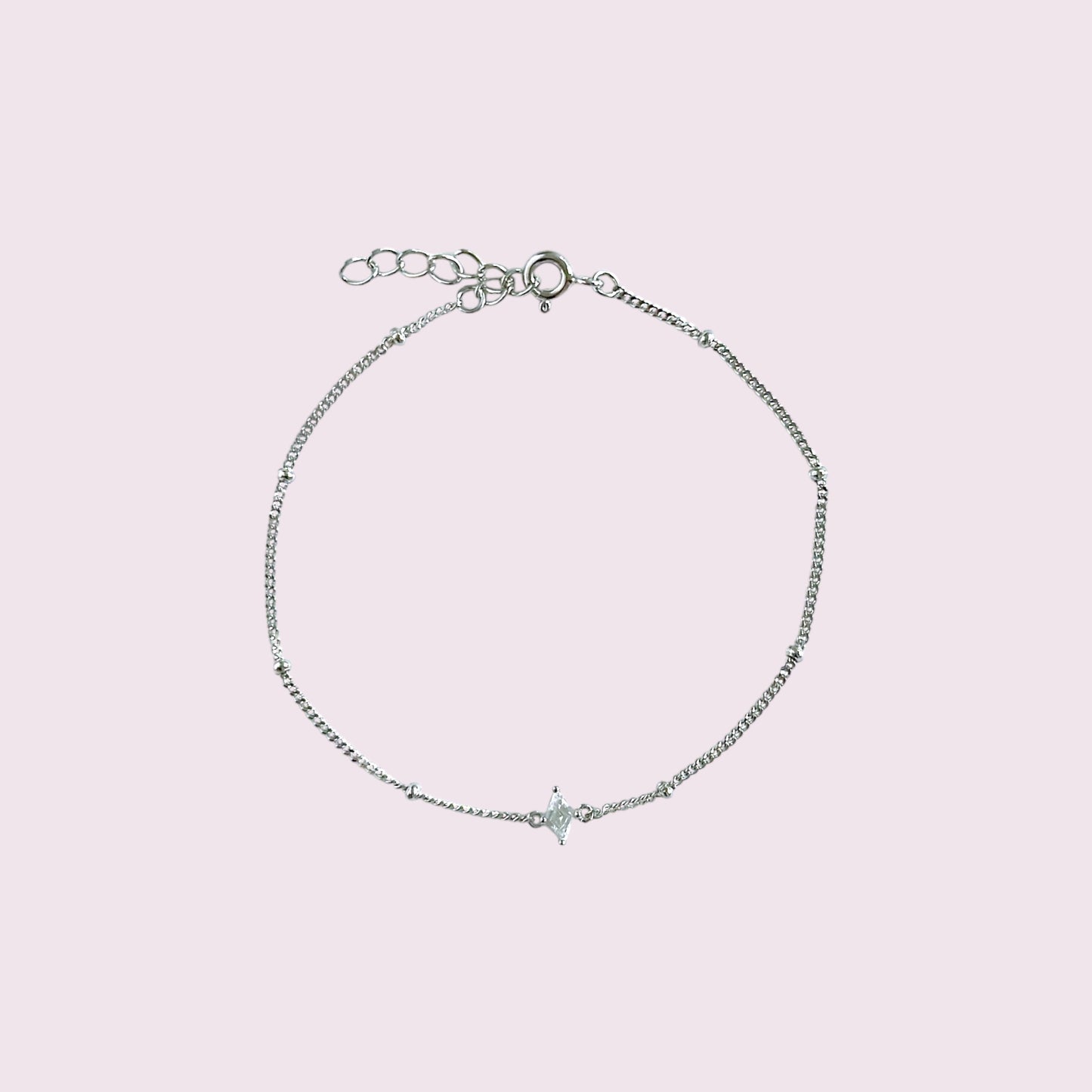 Silver diamond gem bracelet