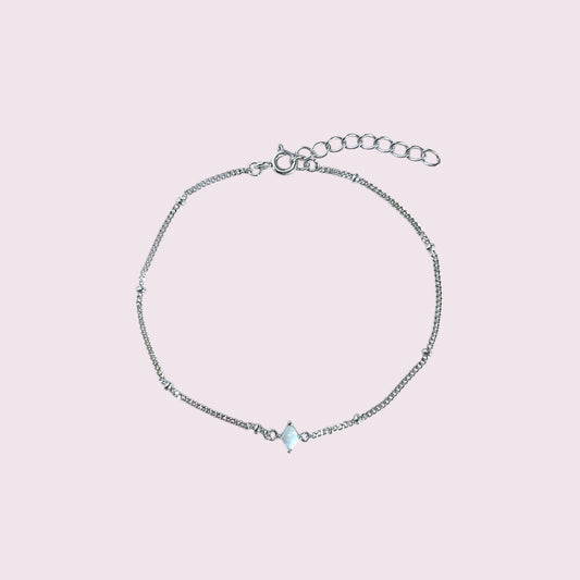 Silver diamond opal bracelet