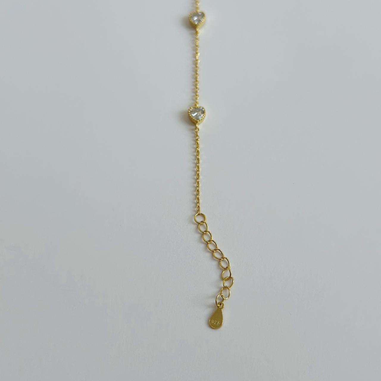 Gold dainty gem heart bracelet