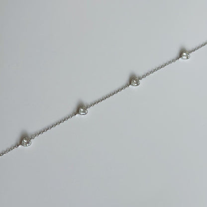 Silver dainty gem heart bracelet