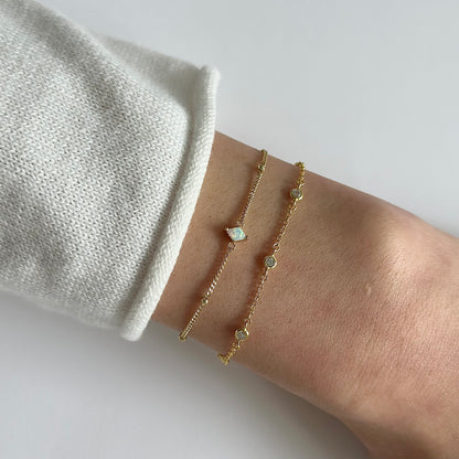 Gold diamond opal bracelet