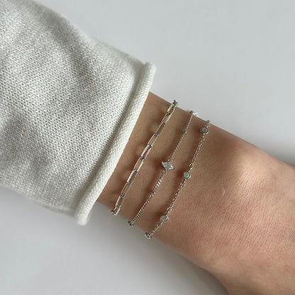 Silver diamond gem bracelet