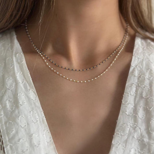 Dainty enamel chain necklace