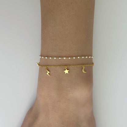 Gold night charm bracelet