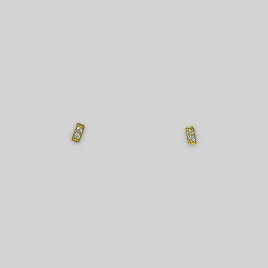 Gold pave bar stud earrings