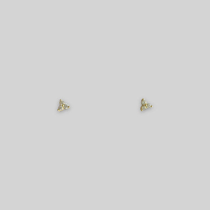 Gold triangle gem stud earrings