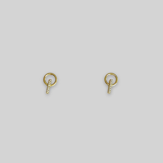 Gold pave linear stud earrings