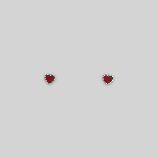 Silver heart stud earrings