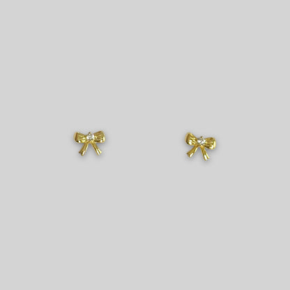 Gold bow studs earrings