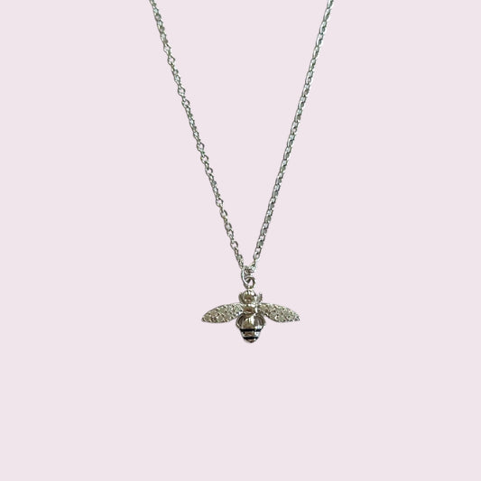 Silver bumble bee necklace