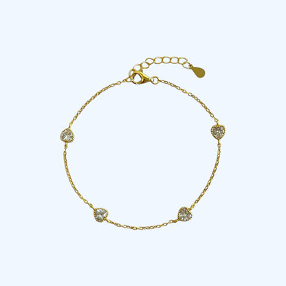 Gold dainty gem heart bracelet