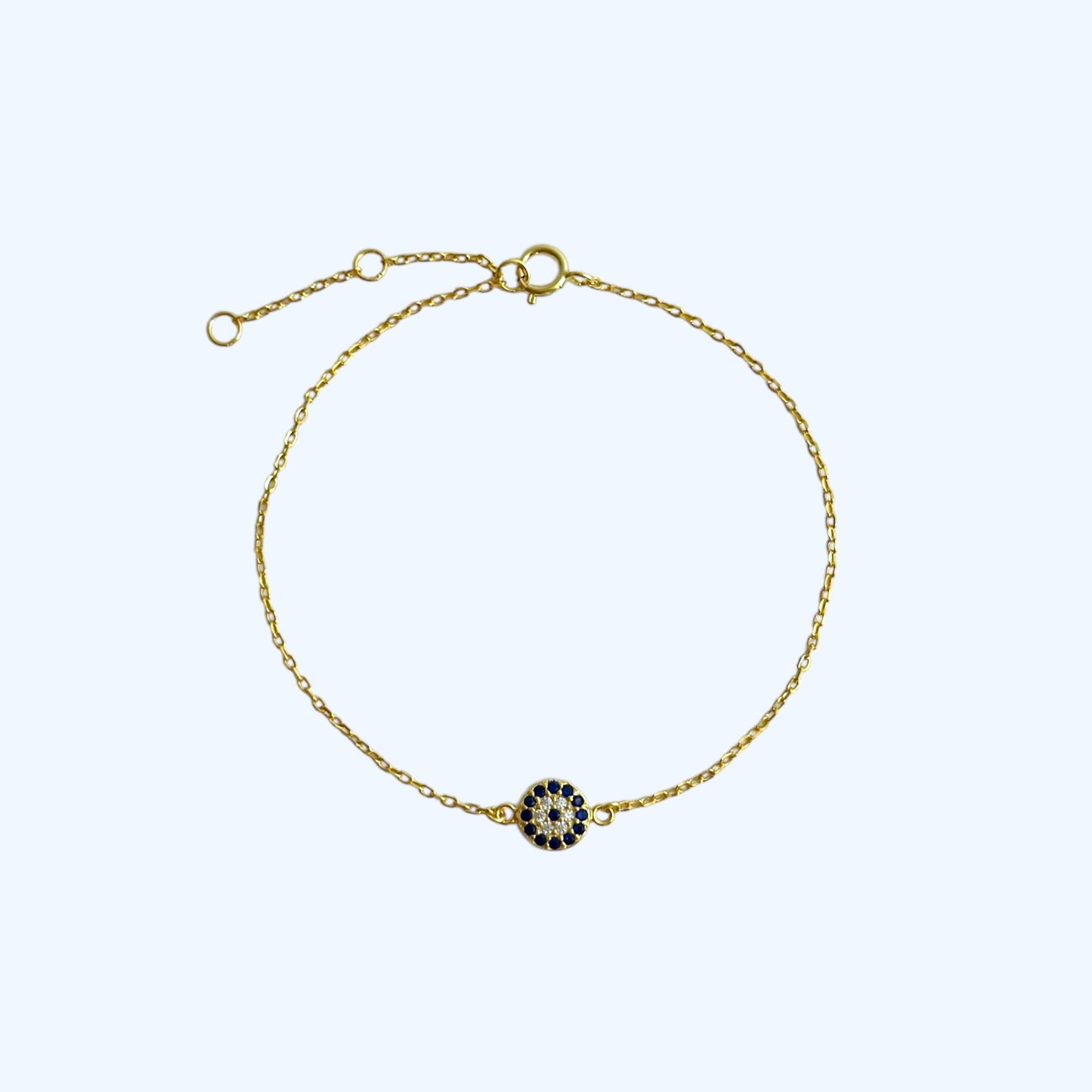 Gold pave evil eye bracelet