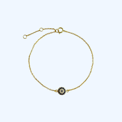 Gold pave evil eye bracelet