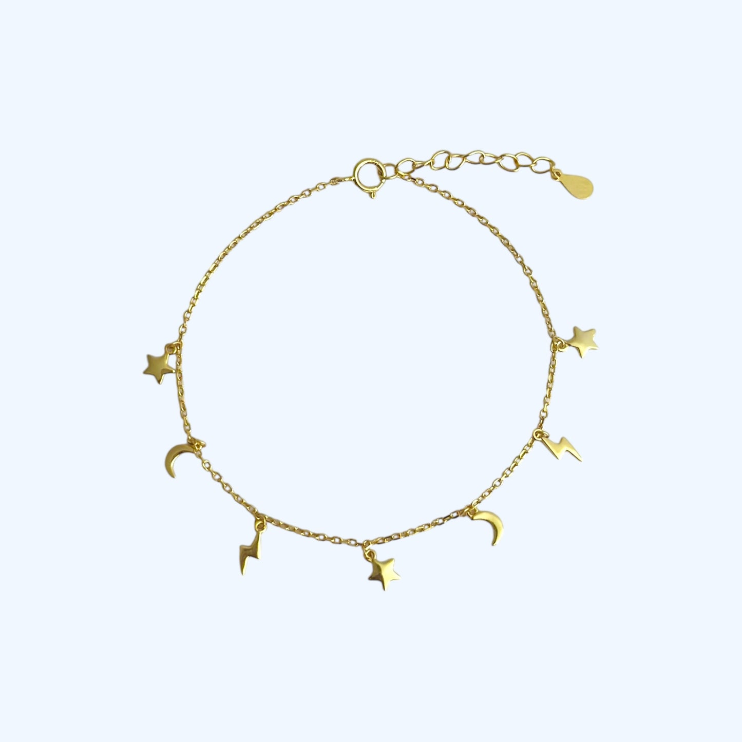 Gold night charm bracelet