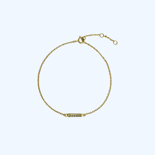 Gold dainty pave chain bracelet