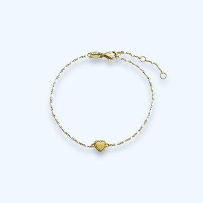 Gold white enamel bead heart bracelet